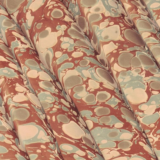 Hand Marbled Paper Spanish Wave Pattern in Terracotta and Tan ~ Berretti Marbled Arts